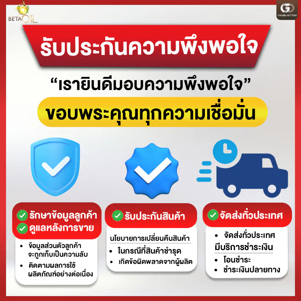 บริการหลังการขาย Betalife รับประกันความพึงพอใจ จัดส่งฟรีทั่วประเทศ